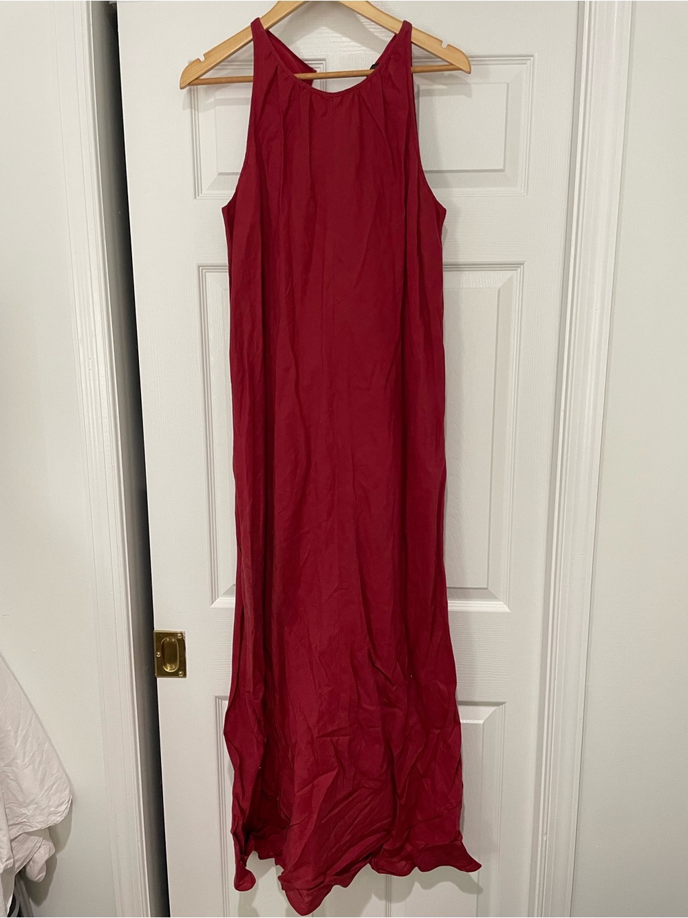 J. Crew Women's Linen Sleeveless Maxi Dress in Dusty Cranberry Red